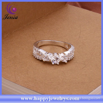 New fashion jewelry cheap price hot selling white zircon 925 silver plated jewelry ring ( CR398)